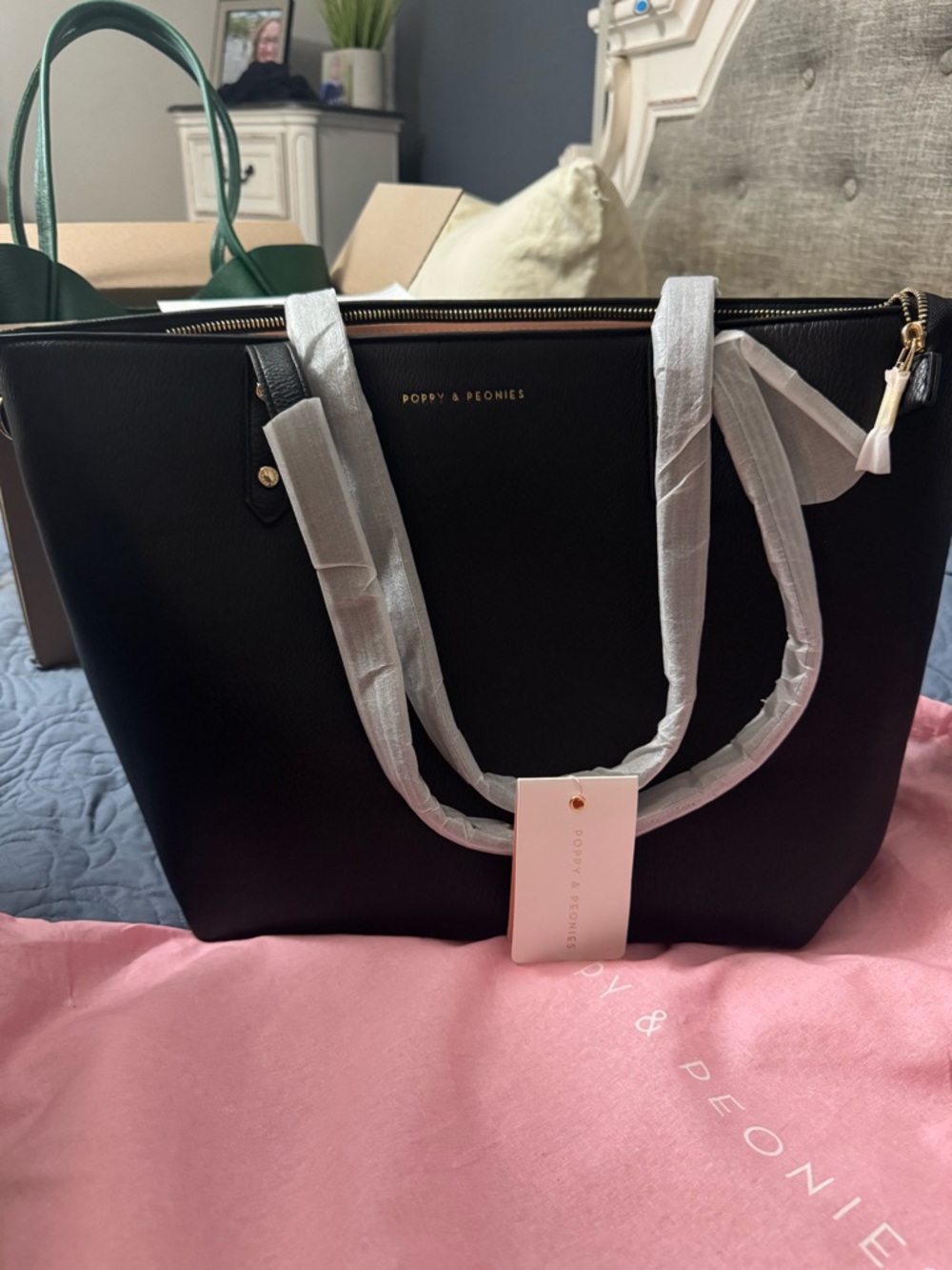 Poppy & Peonies Black Tote Go Getter